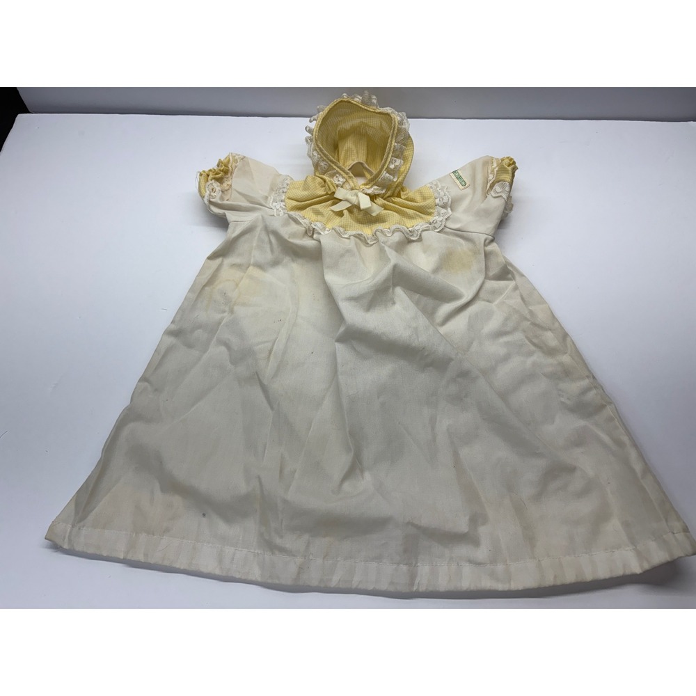 Vintage 1980s Coleco Cabbage Patch Kids 16" Hooded Gingham Doll Dress